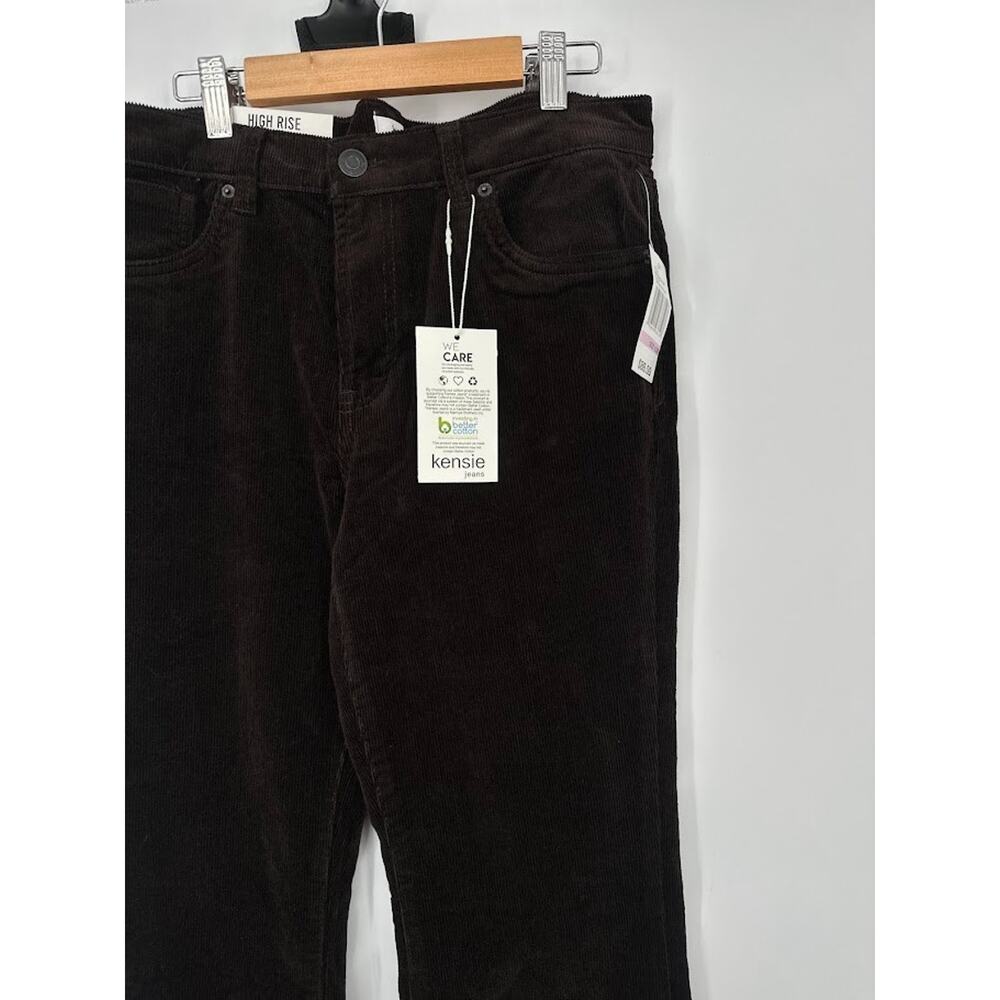 Kensie Jeans The Natalie High Rise Boot Cut Corduroy Pants Size 6 /28 Dark Brown - Picture 2 of 12
